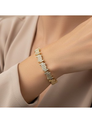 Stil Incisi/xupıng Jewelry Zikzag Zirkon Taşlı Bileklik