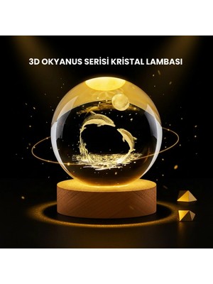 MiraLive LED Işıklı Yunus Küre Ahşap Standlı Modern Dekoratif Aksesuar