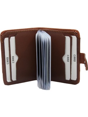 Mkm Man Şık Tasarımlı Dikey Model Suni Deri Kartlıklı Cüzdan Taba Renk Küçük Boy