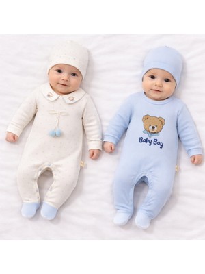 Yeni Doğan Erkek Bebek 0/3-3/6 Ay Baby Boy 2li Tulum Seti ve Müslin Battaniye Takım