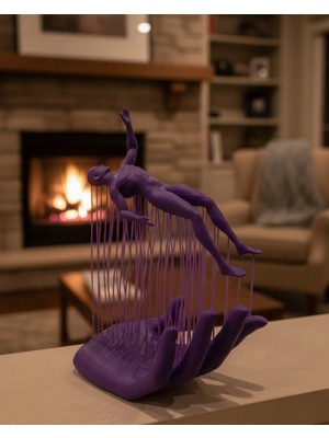 MiraLive 3D El Insan Figürü Mor Modern Masa Üstü Ev ve Ofis Dekoru