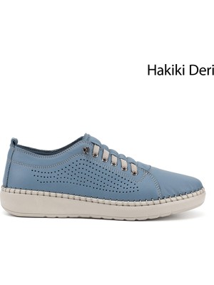 Gönderi(r) Kadın Mavi  Bağcıklı Hakiki Deri Comfort Ayakkabı