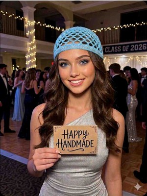 Happy Handmade Gümüş Simli Abiye Pamuklu Kroşe Bere/viral Şapka/yazlık File Şapka/file/abiye/mezuniyet/hediyelik