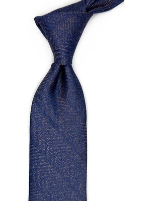 Kravatkolik Lacivert - Kahve Kum Desen Mendilli Klasik Kravat KK13571