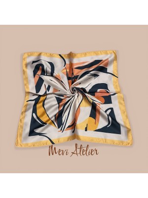 Mevi Atelier Desenli Renkli Fular 50 x 50