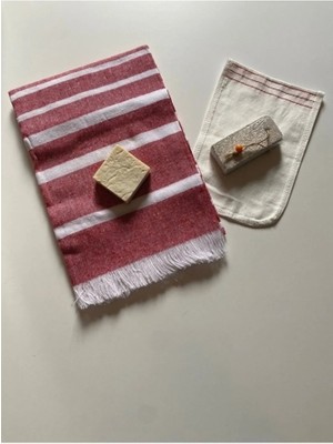 Akinco Gelin Hamamı Seti, Peştemal , Ponza Topuk Taşı, Doğal Zeytinyağı Sabun, Kese 4lü Set