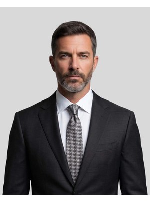 1001 Kravat Siyah Desenli Klasik Kravat - 8 cm genişliğinde