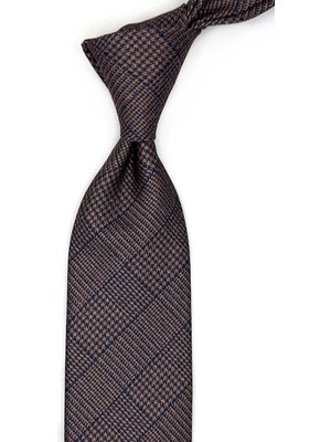 Kravatkolik Sarı - Lacivert Kare Desen Mendilli Klasik Kravat KK13586