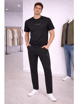 İnce Moda Giyim Erkek Siyah Basic Tişört & Eşofman Altı Takım – Rahat Kesim Günlük Kombin