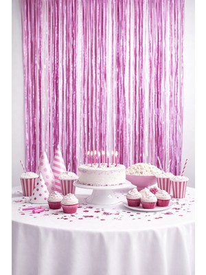 Eng Parti Dünyası Pembe Fon Perde - Eng- Arka Fon