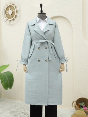 Modamorfo Kolu Manşeti Bağcıklı Kemerli Kap -Su Yeşili