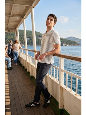 Buratti Çizgili Kısa Kollu Düğmeli Polo T Shirt Erkek Polo T Shirt 5904026