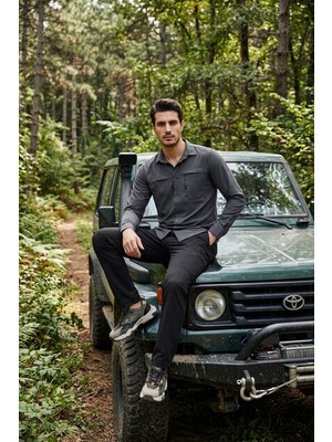 Buratti Normal Kalıp Lastikli Bel Su Itici Düz Paça Trekking ve Kurye Pantolon Erkek Pantolon 693288