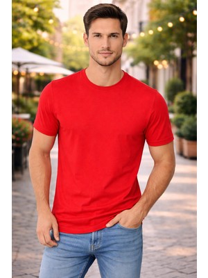 İnce Moda Giyim Erkek Basic Bisiklet Yaka Tişört – Pamuklu Slim Fit Günlük (Siyah / Lacivert / Kırmızı / Haki)