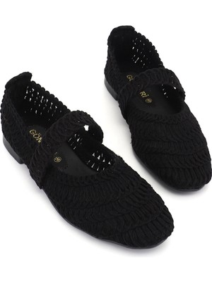 Gönderi(r) Kadın Siyah  Örgülü Mary Jane Babet