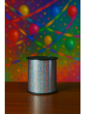 Eng Parti Dünyası Rafya, Balon Ipi, Balon Süsleme Kurdalesi Gümüş Simli Parlak 200 Metre 8 mm