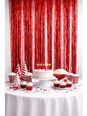 Eng Parti Dünyası Kırmızı Fon Perde - Eng- Arka Fon