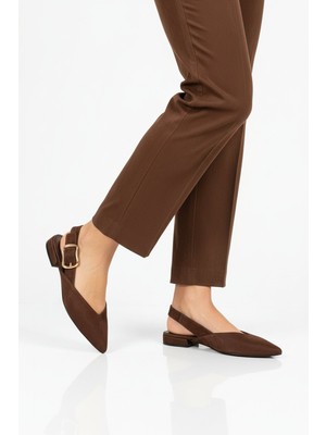 Ayakmod Kahve Hafif Kemerli Kadın Babet Ayakkabı 312552 Z