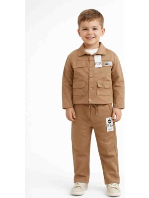 Terry Petek Kumaş Erkek  Çocuk pantolonu lastikli 3 lü Kombin Takım