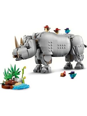 Nacario 3'ü 1 Arada Muhteşem Gergedan ile Kuşlar 31171 – 9 Yaş ve Üzeri Çocuklar Için Gergedan, Su Aygırı Veya Mors Yapımıyla Yaratıcılığı Teşvik Eden, Hayvan Oyuncak Seti, Hediye (780 Parça)