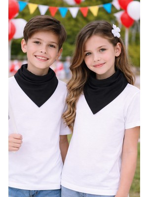 Herşey Nota Siyah Düz Fular Bandana 24’lü Set %100 Pamuk – 23 Nisan, 29 Ekim, 30 Ağustos, 19 Mayıs Tören Uyumlu