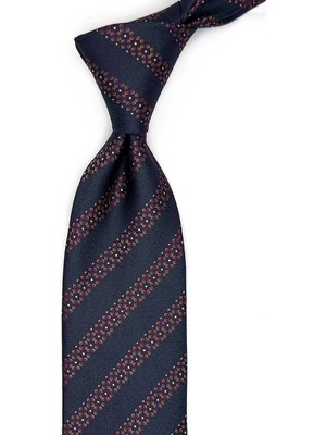 Kravatkolik Yeşil - Mürdüm Çizgi Desen Mendilli Klasik Kravat KK13461