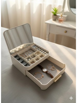 Bm House Bmhouse Aynalı Takı Kutusu – Çekmeceli Takı Organizeri – Bölmeli Mücevher Kutusu