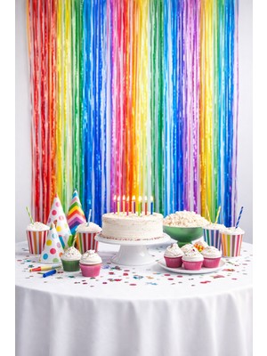 Eng Parti Dünyası Gökkuşağı Arka Fon Perde - Eng- Arka Fon