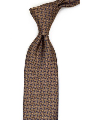 Kravatkolik Sarı Motif Desen Mendilli Klasik Kravat KK13472