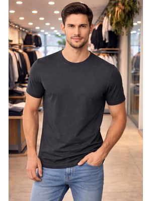 İnce Moda Giyim Erkek Basic Bisiklet Yaka Tişört – Pamuklu Slim Fit Günlük (Siyah / Lacivert / Kırmızı / Haki)