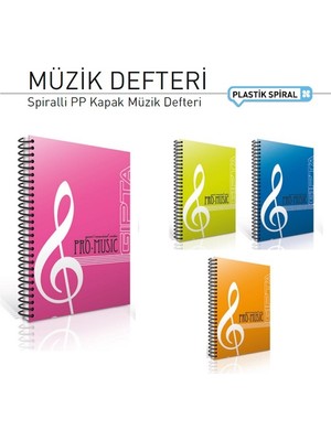 Gıpta A4 60 Yaprak Spiralli Plastik Kapak Müzik Defteri Renkli ve Kullanışlı Tasarım