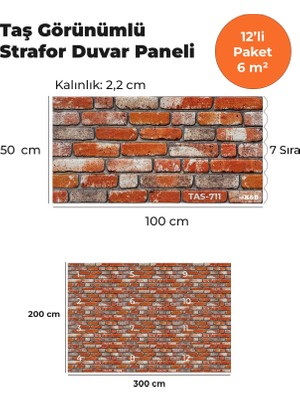 KnB Duvar Paneli ve Söve Taş Görünümlü Strafor Duvar Paneli (12'li Paket)