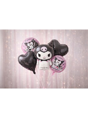 Eng Parti Dünyası 5 Parça Sanrio Kuromi Balon Seti - Çizgi Karakter Seti HPY-1017