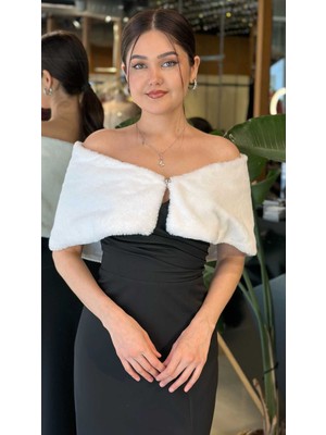 Abiyeniall Kırık Beyaz Madonna Yaka Tay Tüyü Bolero 11170-02
