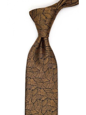 Kravatkolik Sarı Kendinden Desen Mendilli Klasik Kravat KK13551