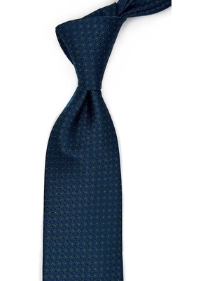 Kravatkolik Yeşil - Mavi Nokta Desen Mendilli Klasik Kravat KK13604