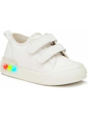 Vicco 925.B22Y.251-16 Luffy Işıklı Cırtlı Keten Beyaz Çocuk Günlük Ayakkabı
