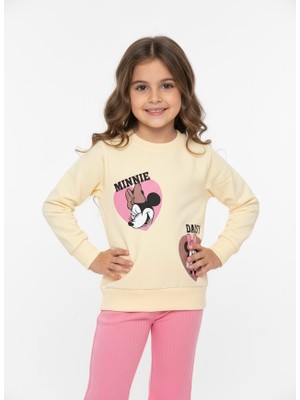 Stilera Kız Çocuk Minnie And Daisy Baskılı Fitilli Ispanyol Paça Mevsimlik Alt Üst Takım