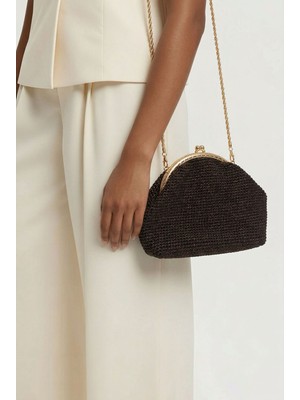 Victoria Shoes El Örgüsü Kahverengi Gold Detaylı