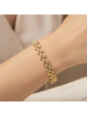Xuping Jewelry Stil Incisi/xupıng Jewelry x Sıralı Zirkon Taşlı Bileklik