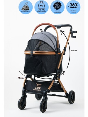 ELECTRON Kedi Köpek Arabası & Puseti – Katlanabilir Evcil Hayvan Taşıma Arabası | Pet Stroller | 803-2
