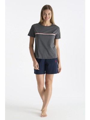 U.s Polo Assn. 20194 Kadın Kısa Kollu Şortlu Pijama Takım-Gri