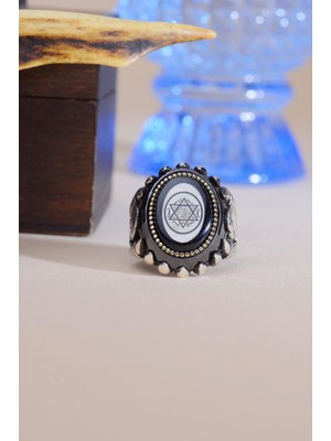 Innuendo Jewelry 925 Ayar Gümüş Hz. Süleyman Mührü Motifli Erkek Yüzük