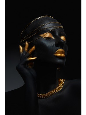 Aden Dijital Dekoratif Siyahi Kadın Kanvas Tablo