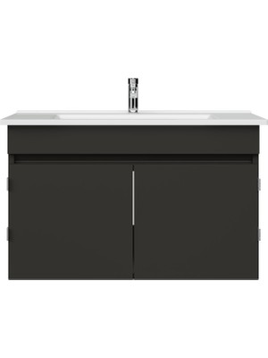 Creavit Flexio 80 cm Kapaklı Katlanabilir Lavabo Dolabı 270 Derece Antrasit Set