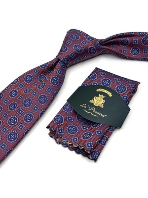 Kravatkolik Turuncu Motif Desen Mendilli Klasik Kravat KK13535