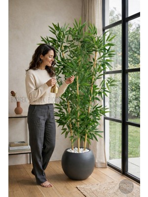 Biçiçek Yapay Bambu Ağacı 160 cm Küre Saksıda