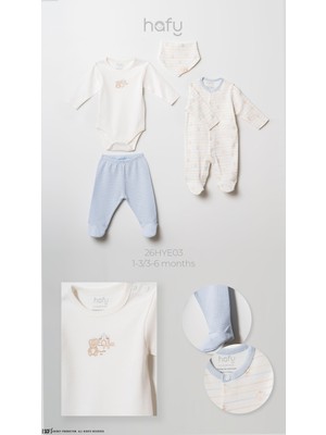 Hafy Baby 4'lü Bebek Takımı - Patikli Pantolon, Tulum, Body ve Önlük Seti