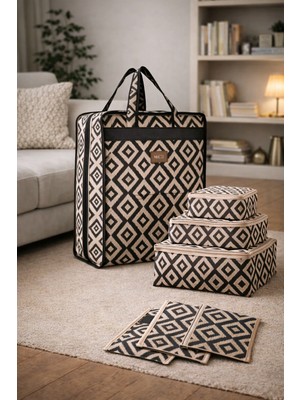 Mor Bebe 7 Li Set Premium Ayakkabı Hurcu 6 Bölmeli Ayakkabı Organizer I Bohem 6’lı Valiz Düzenleyici Set