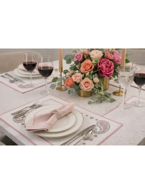 Faralya Life %70 Pamuk %30 Polyester 2'li Amerikan Servis Seti 35X50 cm Şal Desenli Pamuklu